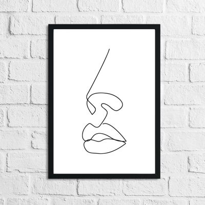 Lips Nose Simple Line Work Bedroom Print A4 Normal