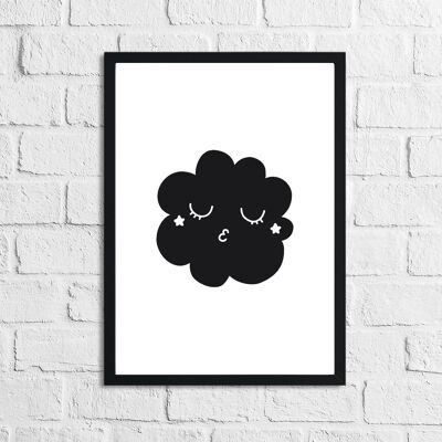 Scandinavian Cloud Childrens Nursery Room Print A4 Normal