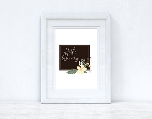 Hello Spring Floral Black Spring Seasonal Home Print A4 Normal