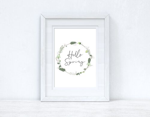 Hello Spring Floral Wreath Spring Seasonal Home Print A4 Normal