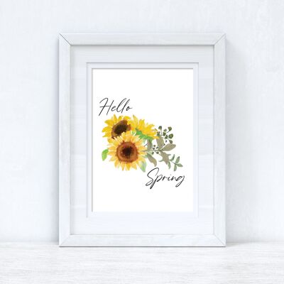 Hello Spring Sunflower Spring Seasonal Home Print A4 Normal