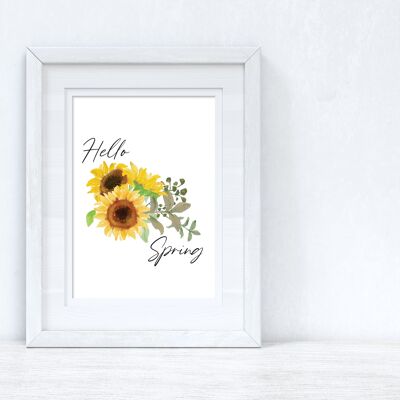 Hello Spring Sunflower Spring Seasonal Home Print A4 Normal
