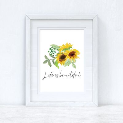 Das Leben ist schön Sunflower Spring Seasonal Home Print A4 Normal
