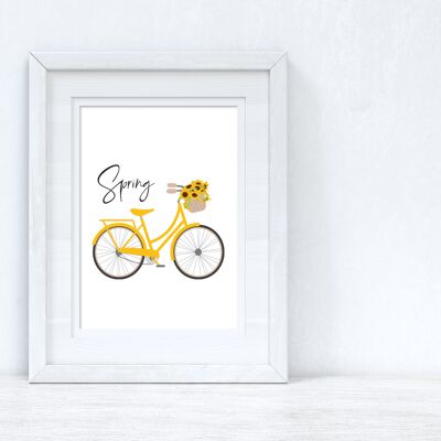 Spring Yellow Bike Spring Seasonal Home Print A4 Normal
