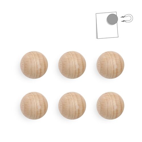Assortiment de 250 petites boules magnétiques en bois - naturel /// prix dégressif ///