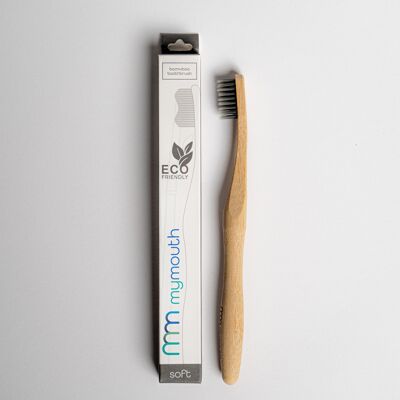 Cepillo de dientes de bambú para adultos (suave) - Carbón