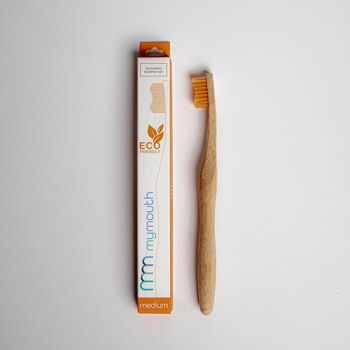 Brosse à Dents en Bambou pour Adultes (Moyenne) - Orange 1
