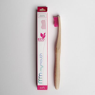 Cepillo de dientes de bambú para adultos (mediano) - rosa