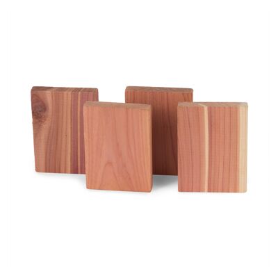 Set of 4 natural cedar mothproof blocks, Brown