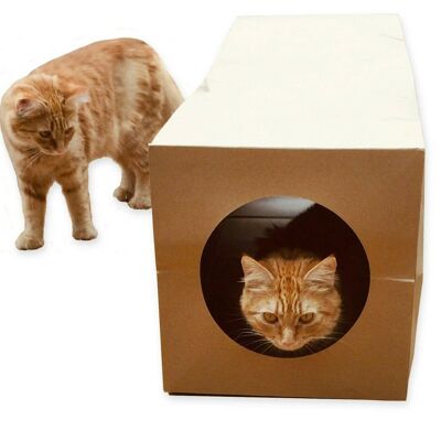 CATMAT Heavy Duty brown paper and card cat tunnel.  1 Metre long.