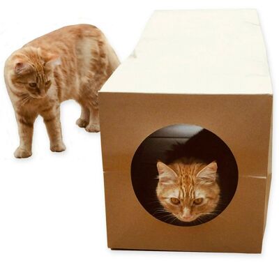 CATMAT Tunnel pour chats en papier brun et en carton très résistant. 1 mètre de long.