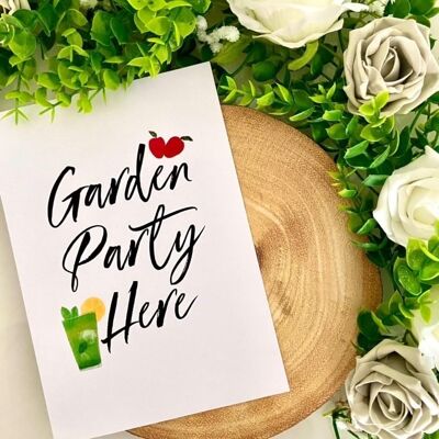 Garden Party Here Summer Seasonal Home Print A4 Normal