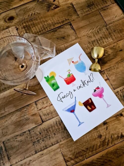 Fancy A Cocktail Summer Seasonal Alcohol Home Print A4 Normal
