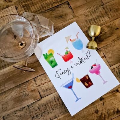 Fancy A Cocktail Summer Seasonal Alcohol Home Print A4 Normal