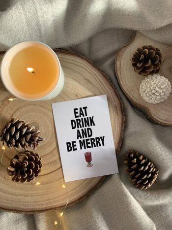 Eat Drink Be Merry 2021 Winter Christmas Seasonal Home Print A4 Normal