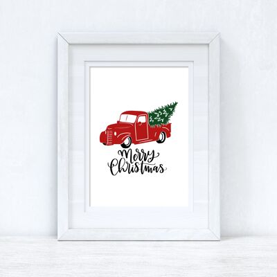 Merry Christmas Red Truck 2021 Seasonal Home Print A4 Normal