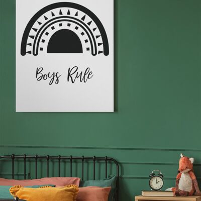 Boys Rule Rainbow Monochrome Boho Kinderzimmer Schlafzimmer Pri A4 Normal