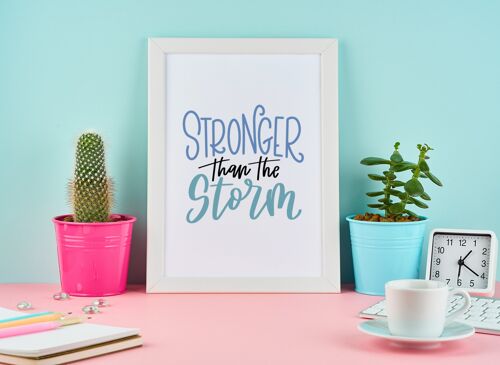 Stronger Than The Storm Motivational Inspiration Quote Print A4 Normal