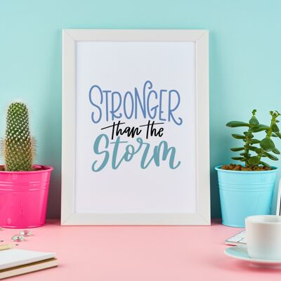 Stronger Than The Storm Motivational Inspiration Quote Print A4 Normal