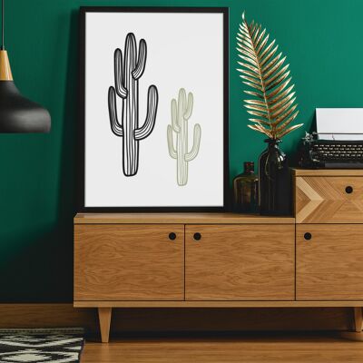 Boho Double Cactus 2022 Boho Hippie Simple Home Print A4 Normal