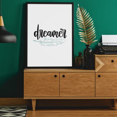 Dreamer Feather 2022 Boho Hippie Simple Home Print A4 Normal