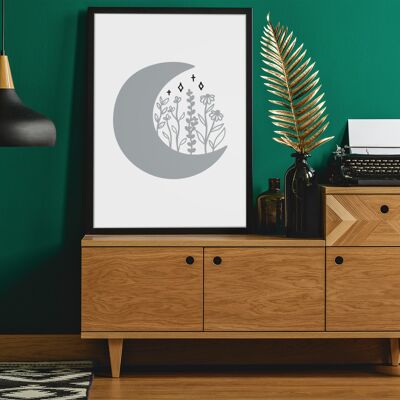 Floral Moon 2022 Boho Hippie Simple Home Print A4 Normal