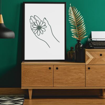 Floral Hand 2022 Boho Hippie Simple Home Print A4 Normal
