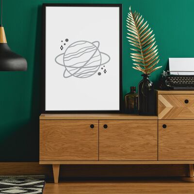 Boho Planet With Rings 2022 Boho Hippie Simple Home Print A4 Normal