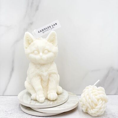 Candles Lab - Handmade soy wax cat candle. Cat lover. Cute cat. Cat gift. Kitten candle. Cute kitten. Vegan gift. Valentine’s Day. Couple gift. Boyfriend gift. Love gift. Wedding gift. Cute gift. Wife husband gift. - Big cat candle