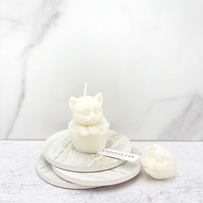 Candles Lab - Handmade soy wax cat candle. Cat lover. Cute cat. Cat gift. Kitten candle. Cute kitten. Vegan gift. Valentine’s Day. Couple gift. Boyfriend gift. Love gift. Wedding gift. Cute gift. Wife husband gift. - Cup cat (small)