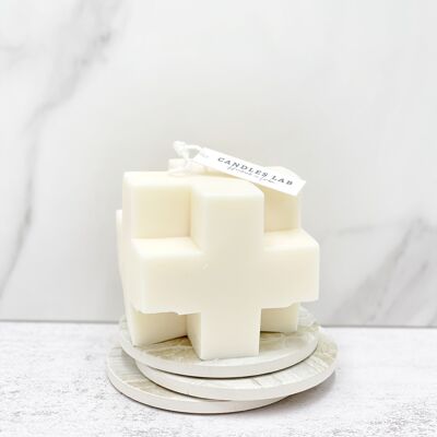 Candles Lab - Handgefertigte Kreuzkerze aus Sojawachs. Veganes Geschenk. Valentinstag. Paargeschenk. Freundgeschenk. Liebesgeschenk. Hochzeitsgeschenk. Nettes Geschenk. Ehefrau Ehemann Geschenk.