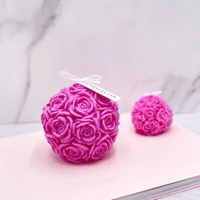 Candles Lab - Vela de bola de rosa de cera de soja hecha a mano