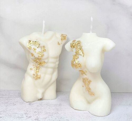 Candles Lab - handmade soy wax vegan gold leaf touched body shape candles