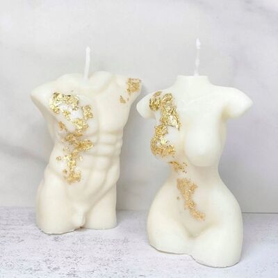 Candles Lab - handmade soy wax vegan gold leaf touched body shape candles