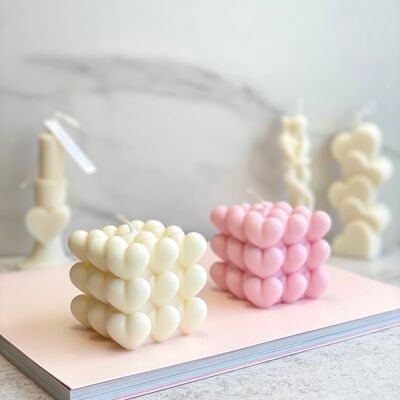 Candles Lab - handmade soy wax heart bubble vegan candle