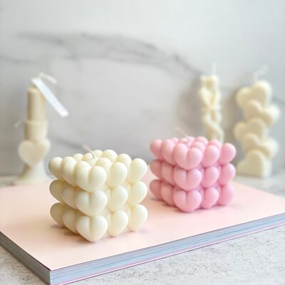 Candles Lab - vela vegana hecha a mano con burbujas de corazón de cera de soja