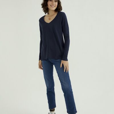 Esterella V Neck T-Shirt - Dark Blue