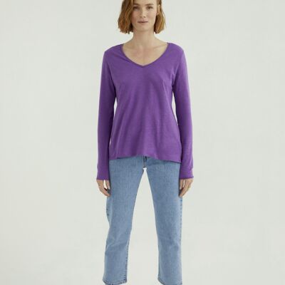 Esterella V Neck T-Shirt  - Deep Lavender