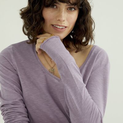 Camiseta Cuello V Esterella - Lavender Mist