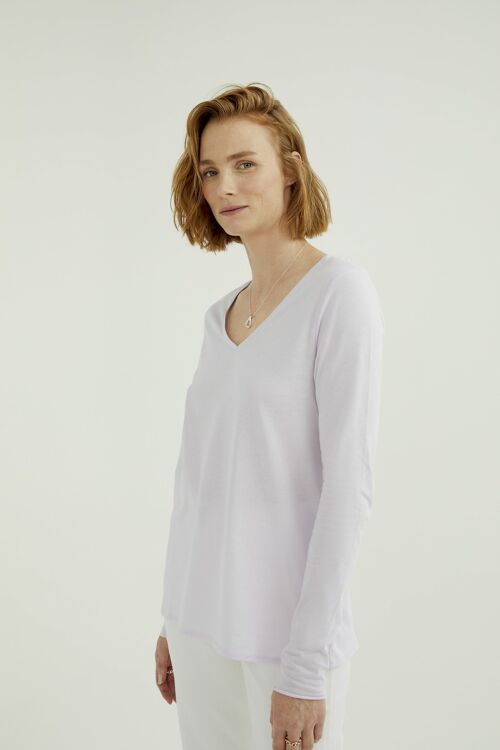 Esterella V Neck T-Shirt  - Single Jersey - Orchid Tint