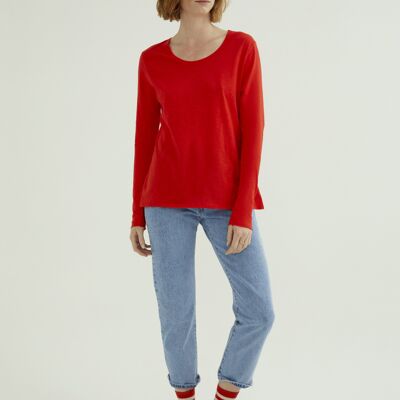 Miriam Round Neck T-Shirt - Fiery Red