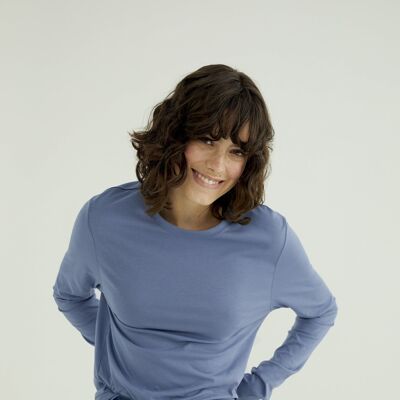 Mira Round Neck T-Shirt  - Single Jersey - Country Blue