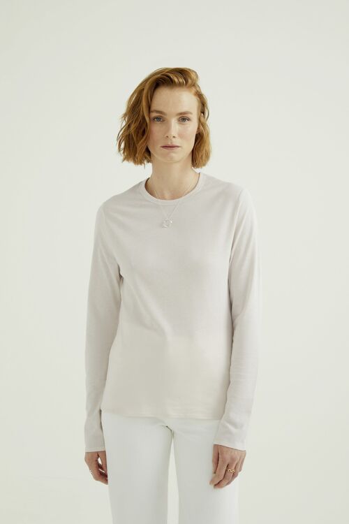 Mira Round Neck T-Shirt  - Single Jersey - White Sand