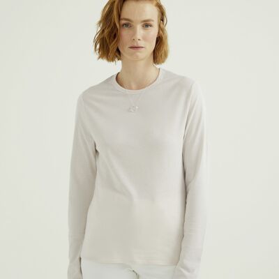 T-Shirt Col Rond Mira - Jersey Simple - Sable Blanc