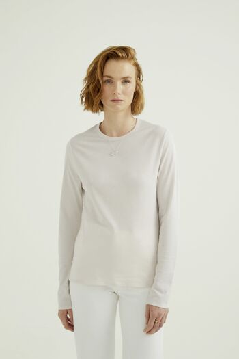 T-Shirt Col Rond Mira - Jersey Simple - Sable Blanc 1