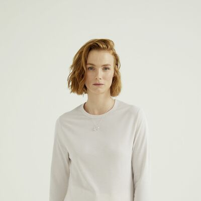 T-Shirt Col Rond Mira - Jersey Simple - Sable Blanc