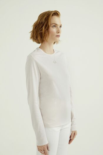 T-Shirt Col Rond Mira - Jersey Simple - Sable Blanc 5