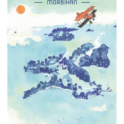 Aquarellplakat - Flug über den Golf von Morbihan 2