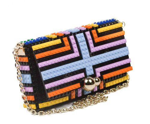 Stripes pattern squared clutch