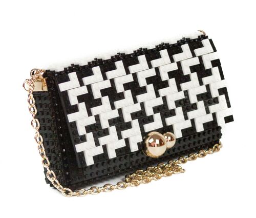 Houndstooth pattern squared clutch
